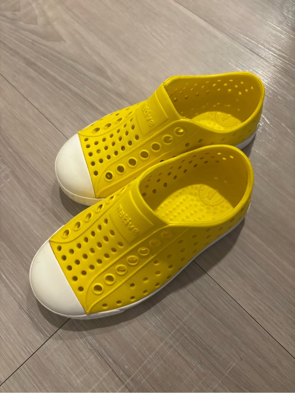 Native Kids Yellow Slip-On Water Shoes with White Toe